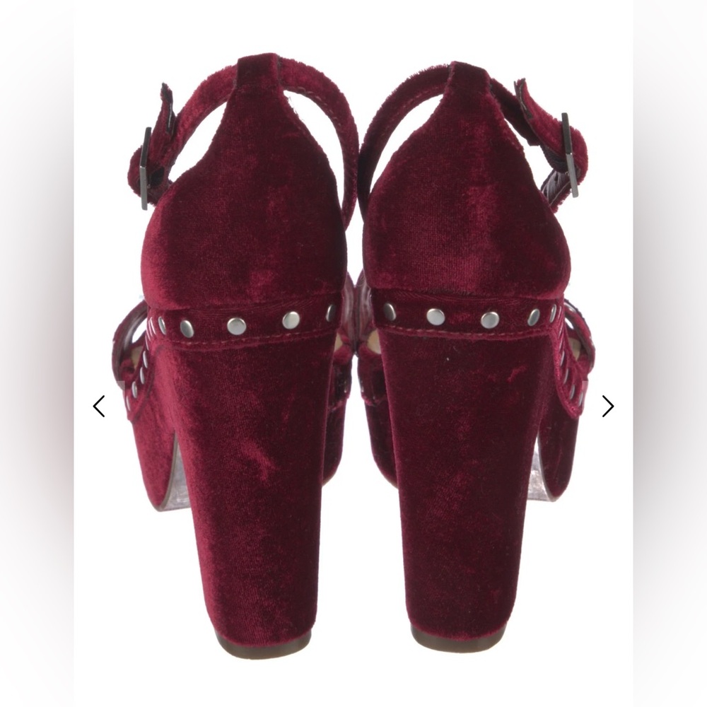 SCHUTZ Dark Burgundy Velvet Studded Heels - Picture 3 of 6